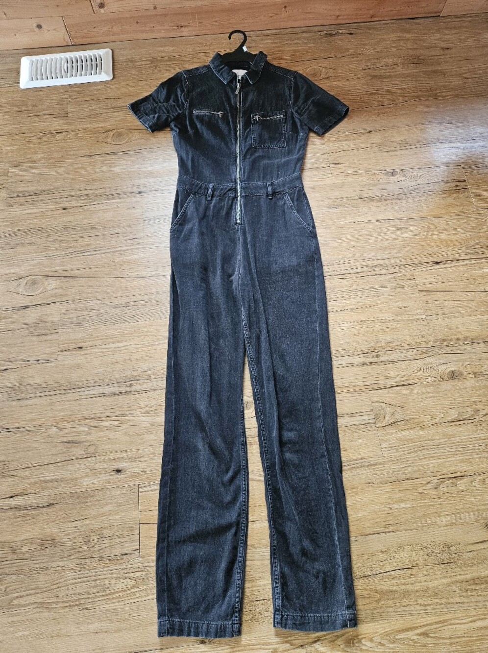 Denim Zip-Front Jumpsuit EUR Size Xs